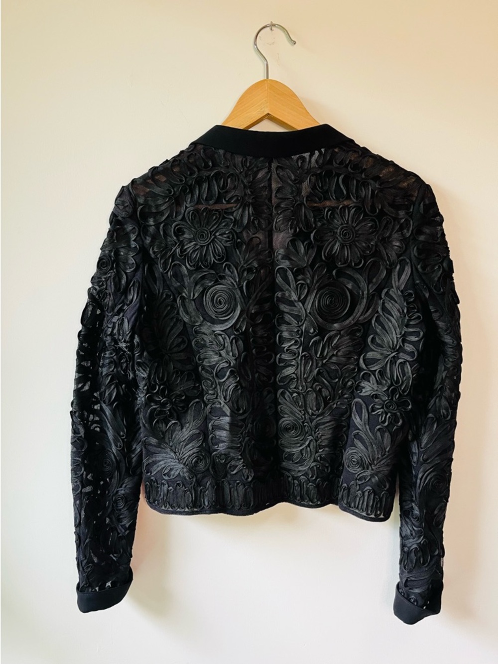 Vintage Escada Elegant Silk Black Mesh & Embroidered Evening Blouse - Picture 3 of 8